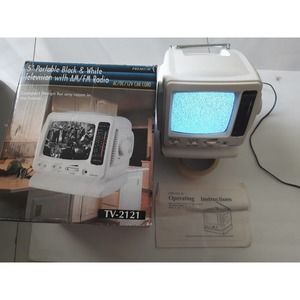 Portable 5" B&W TV With AC Retro Gaming Glamping